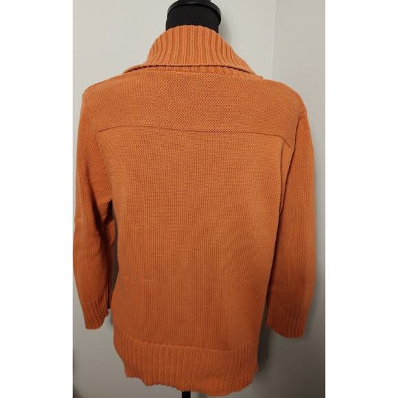 Autumn Burnt Orange Sweater Size L Preppy, Fall, Classy Cowl Collar Academic 🍁 - Picture 9 of 13